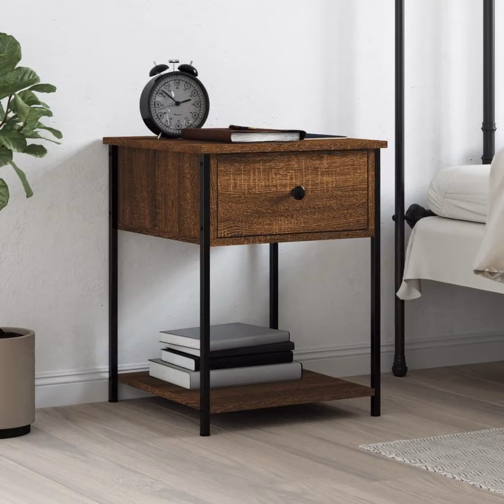 Comodino moderno vidaXL in legno multistrato colore marrone fumo L: 44 cm, P: 45 cm, H: 58 cm