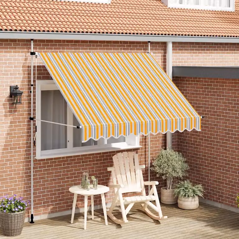 vidaXL Tenda da Sole Retrattile Manuale a Strisce Blu e Gialle, L: 250 cm