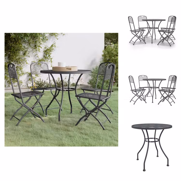 vidaXL Set da pranzo da giardino 5 pezzi in metallo espanso antracite - Set di mobili da giardino