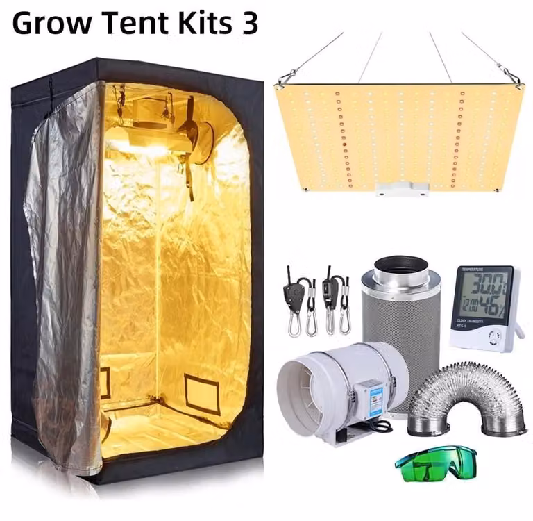 Kit completo per la coltivazione idroponica in tenda - Grow box - 50 x 50 x 100 cm - Lampada LED a spettro completo - 6 V - Non dimmerabile