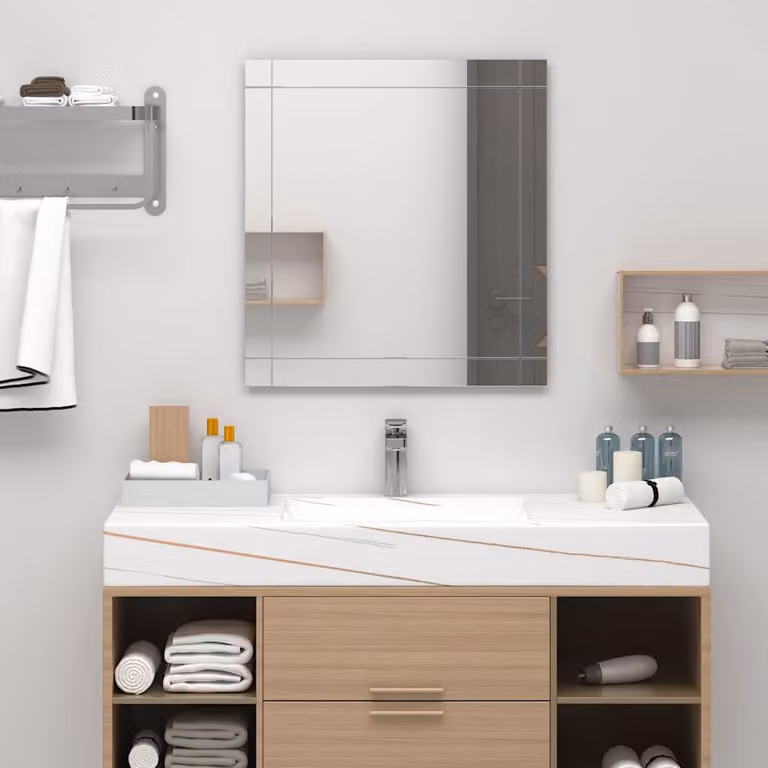 Specchio da parete rettangolare moderno vidaXL in vetro color argento L: 100 cm, H: 60 cm