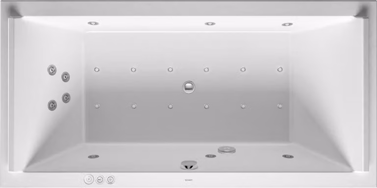 Duravit Starck Bains à remous, à encastrer, double dos inclinés, bâti-support, garniture de vidage et de trop-plein chrome, Combi-Système P, 2000x1000mm, 760341000CP1000, 760341000CP1000
