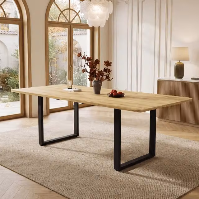 Tavolo da pranzo allungabile 140/180/220 x 80 cm in MDF; colore naturale