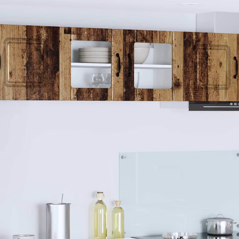 Mobile da parete LUCCA vidaXL in legno e vetro, colore marrone, L 80 x P 31 x H 40 cm