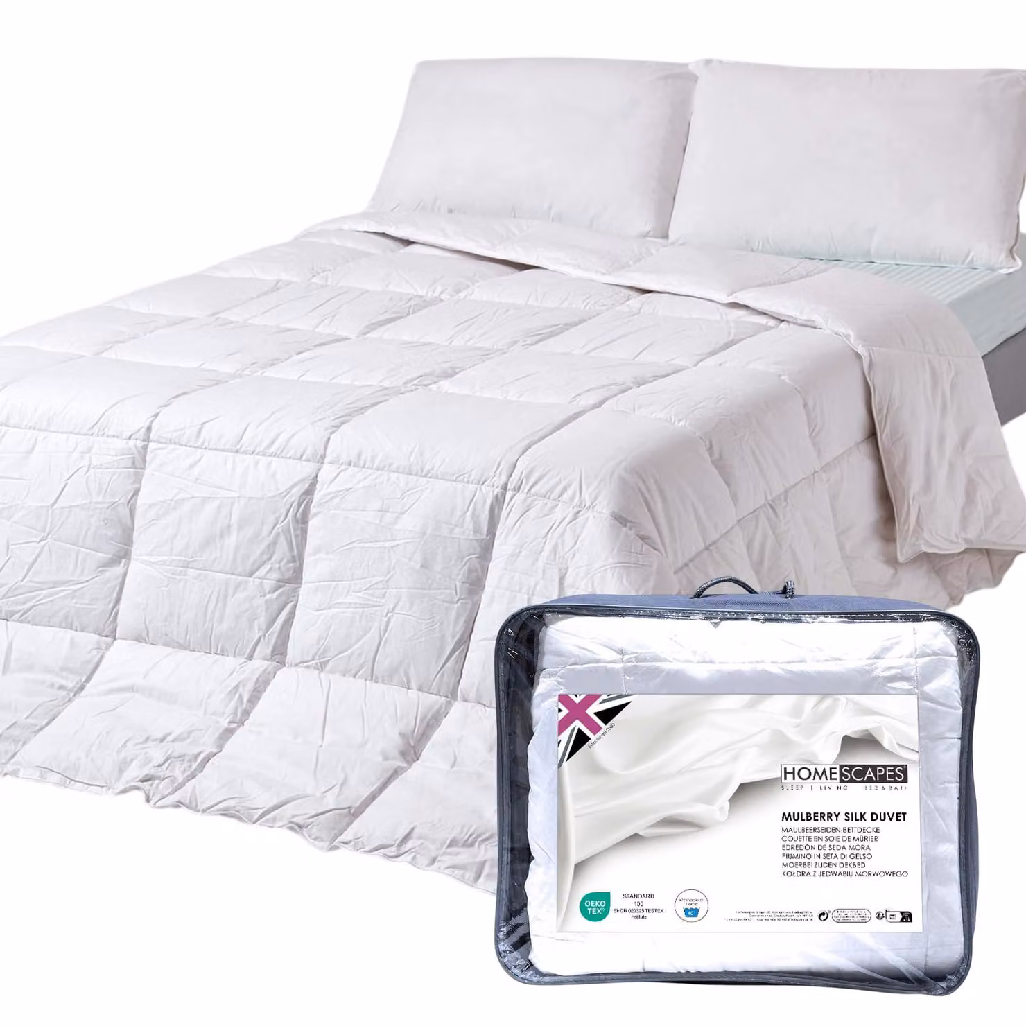 HOMESCAPES Piumino estivo leggero 230x220 cm – Misto seta, classe termica 2