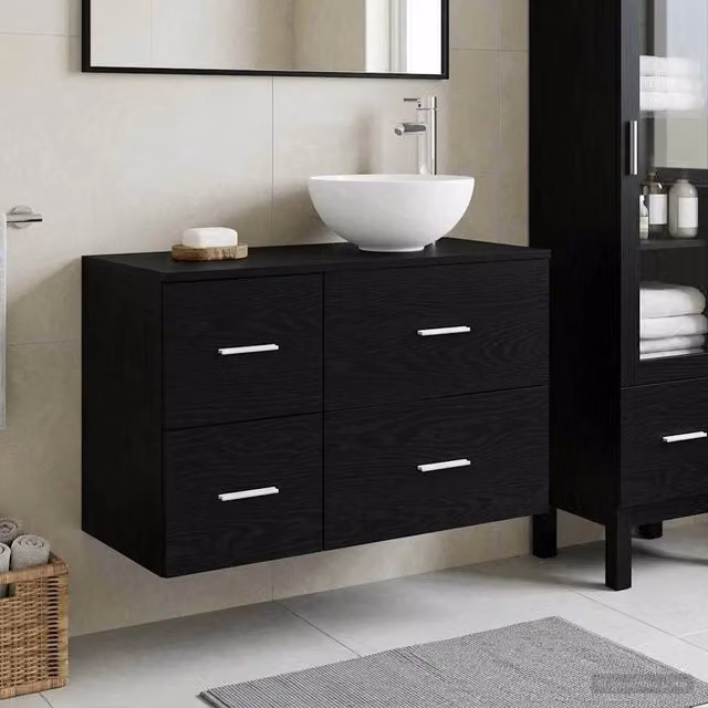 Set di mobili per il bagno 2 pz Rovere Nero 3403953