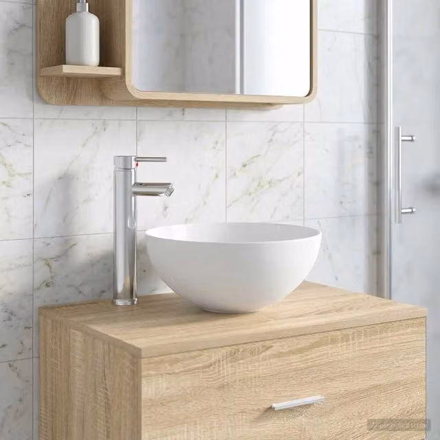 Lavabo con rubinetto e scarico Cromato 35,5 x 35,5 x 14,5 cm 890244