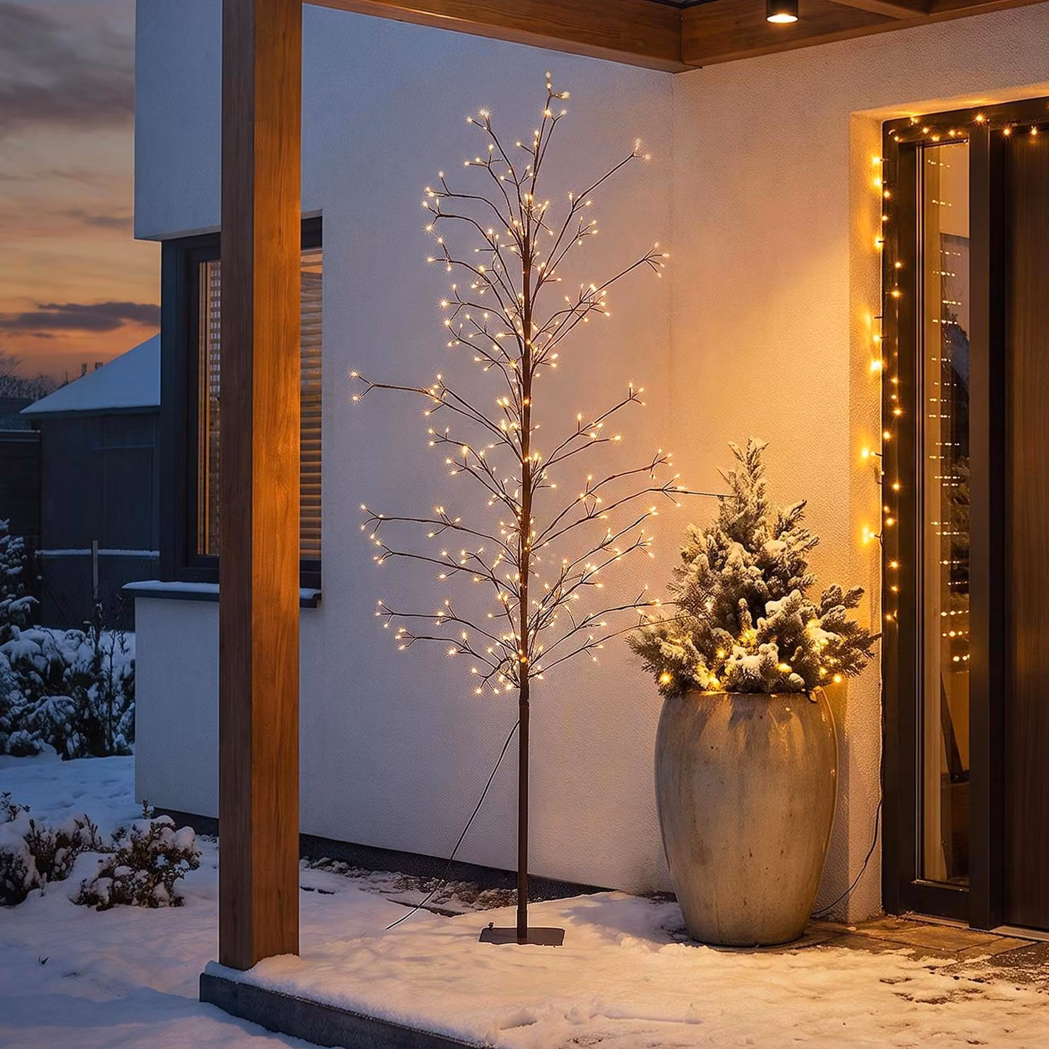 ECD Germany, albero decorativo luminoso da esterno a LED, altezza 180 cm. Decorazione natalizia illuminata in metallo, albero di Natale da interno/esterno, 1170 LED, luce bianca calda, illuminazione natalizia