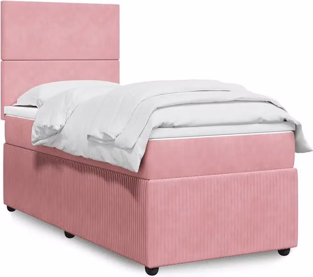 Giroletto a Molle con Materasso Rosa 100x200 cm in Velluto 3292261