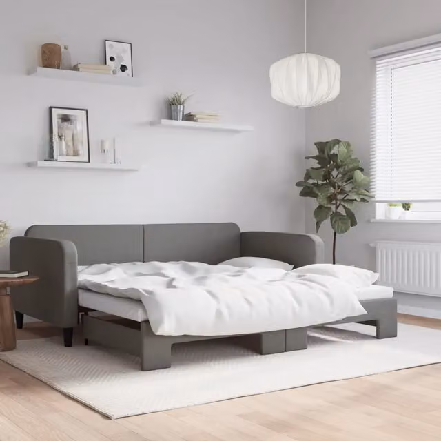Divano Letto Moderno vidaXL Grigio con Struttura Imbottita per Soggiorno e Camera da Letto – 1