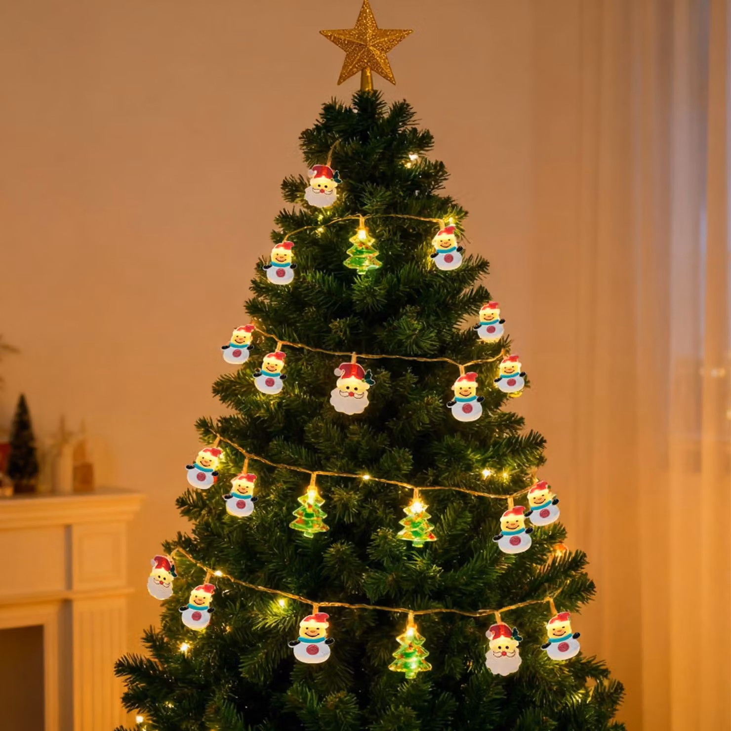 Catena luminosa a LED, lunghezza 3 metri, 20 figure, 2 modalità, alimentazione a batteria