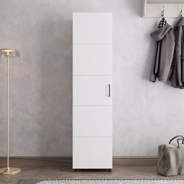 Scarpiera DMORA Visby con 10 ripiani, colore bianco crema, L: 46 cm, P: 33 cm, H: 185 cm