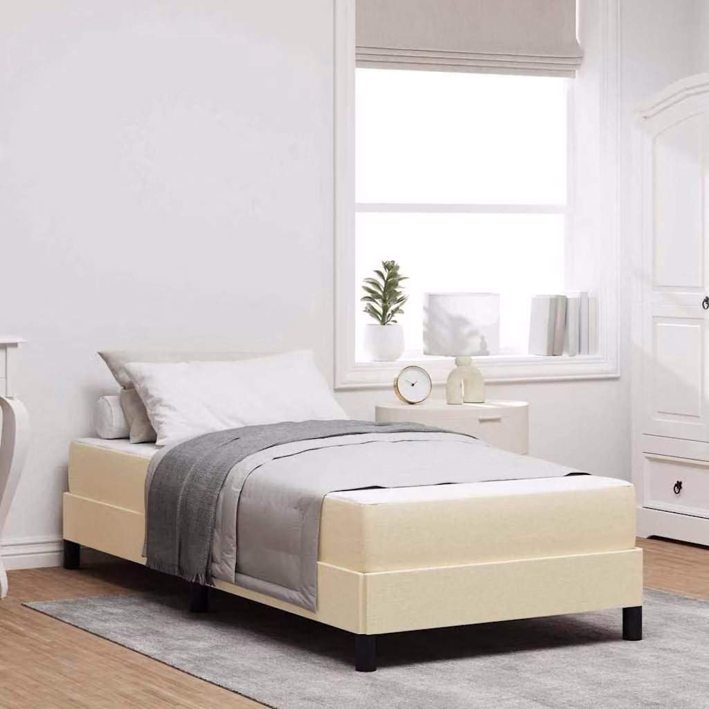 Letto a molle insacchettate "Maison Exclusive", colore crema, dimensioni 90 x 190 cm, rivestito in tessuto