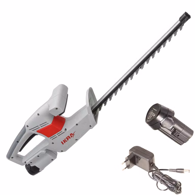 Tagliasiepi a batteria IKRA IAHS 1240 | Lunghezza di taglio 41 cm | Spessore di taglio 14 mm | Lame affilate al laser | Arresto rapido | Batteria e caricabatteria inclusi