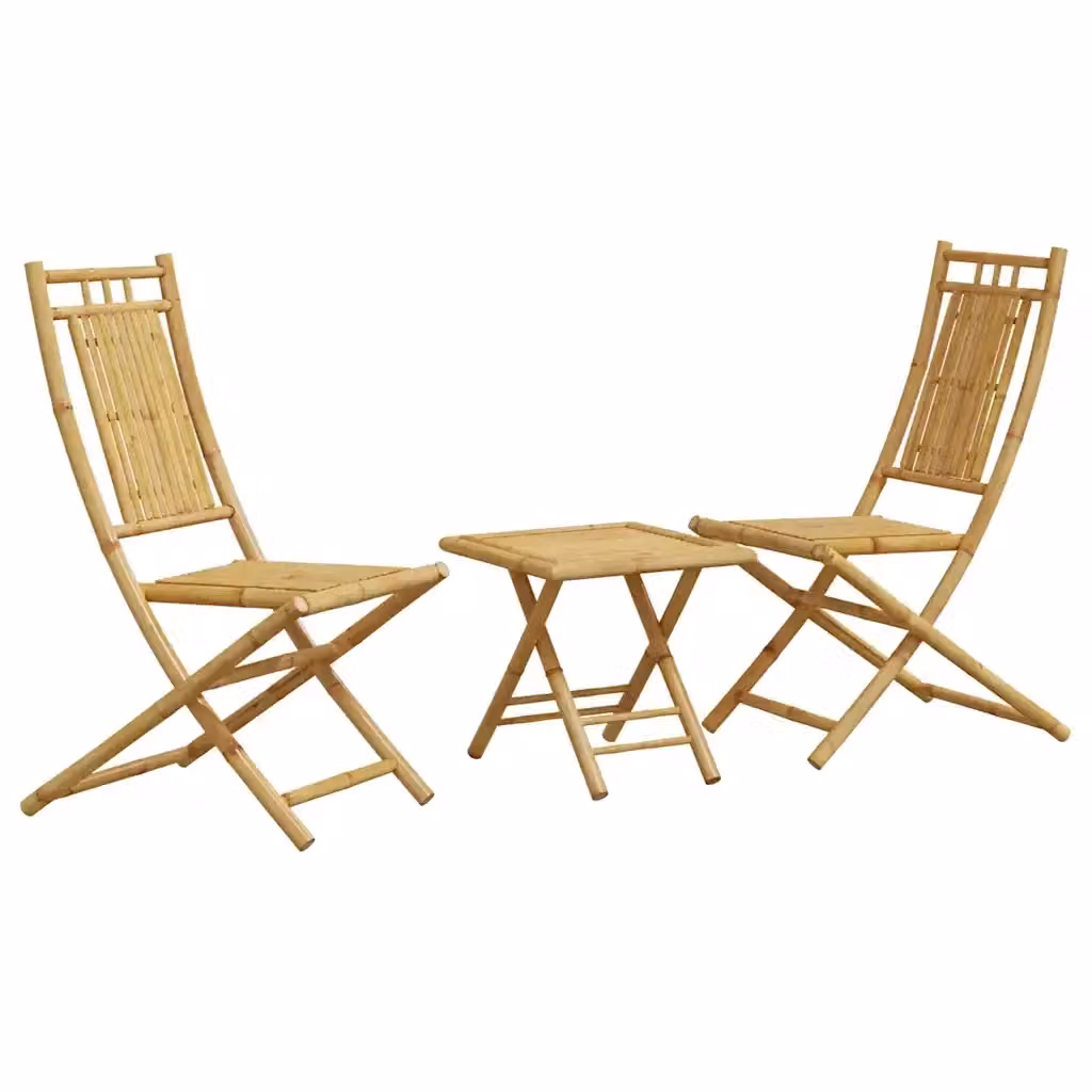 vidaXL Set da Bistrò 3 pz in Bambù Marrone per Giardino e Balcone – 2
