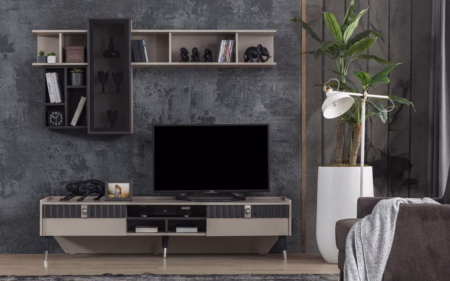 Exklusives Sideboard Modernes Regal TV-Ständer Holz Lowboard Möbel