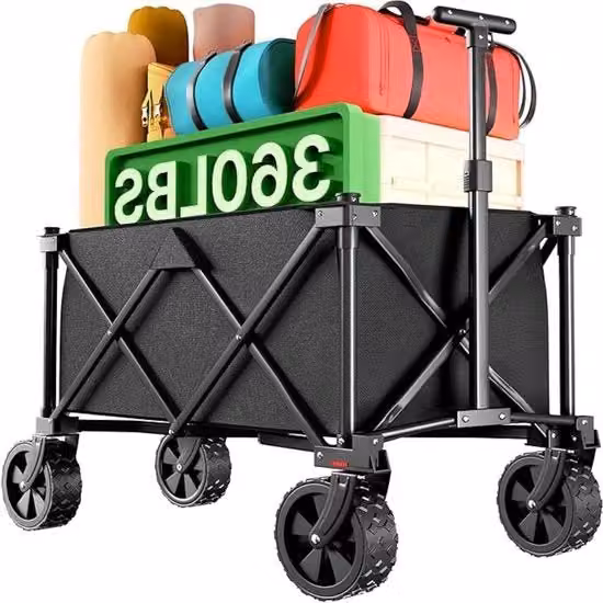 Carrello da campeggio pieghevole con freno 220 kg 150 l capacità per tutti i terreni - Per picnic all'aperto e trasporto in spiaggia