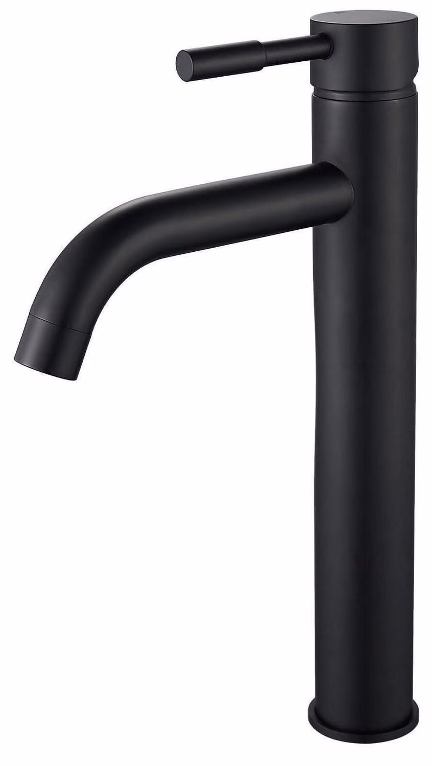 Miscelatore monocomando alto, nero, in ottone, da incasso