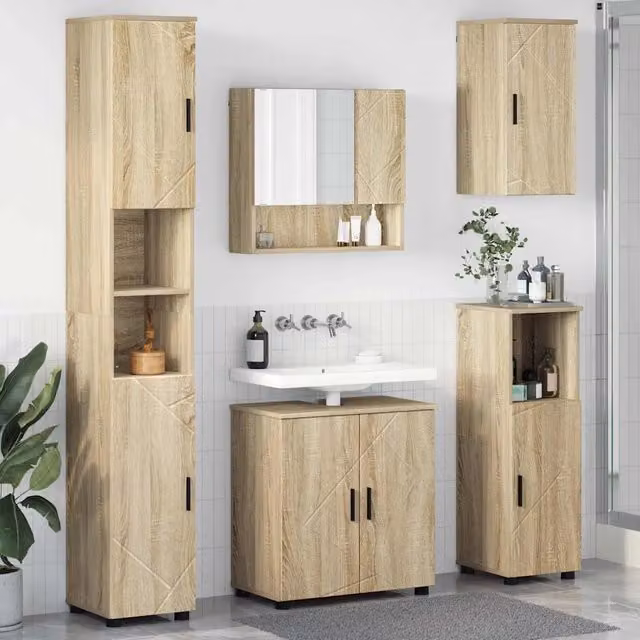 Set di mobili per il bagno 5 pz Rovere Sonoma 61 x 35 x 64 cm 3392985