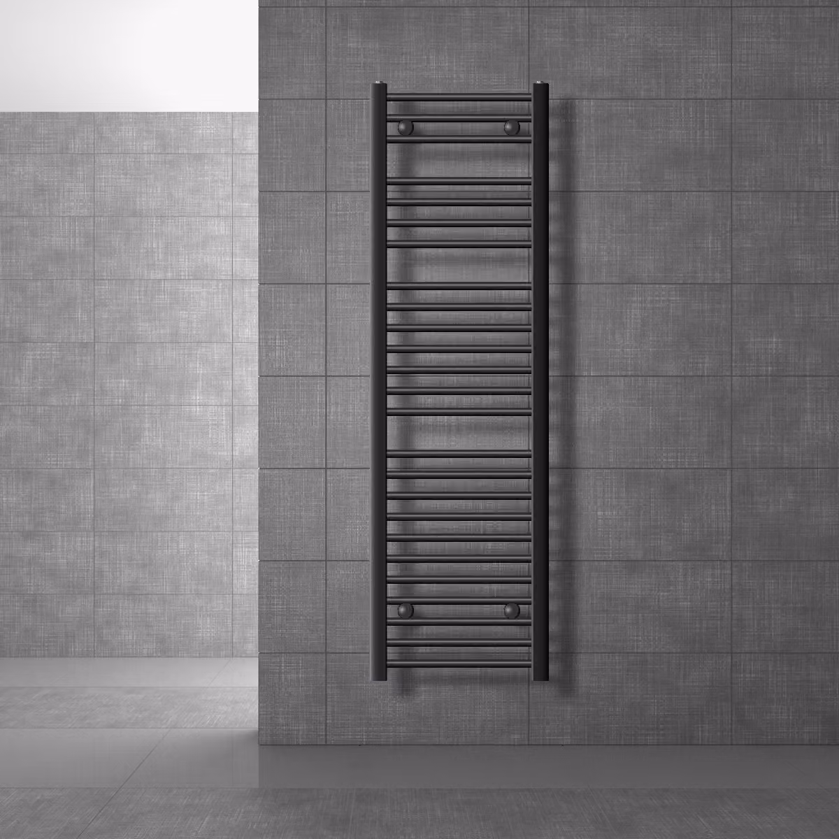 LuxeBath radiatore bagno Sahara, 400x1500 mm, antracite, curvo con attacco laterale, senza elemento riscaldante