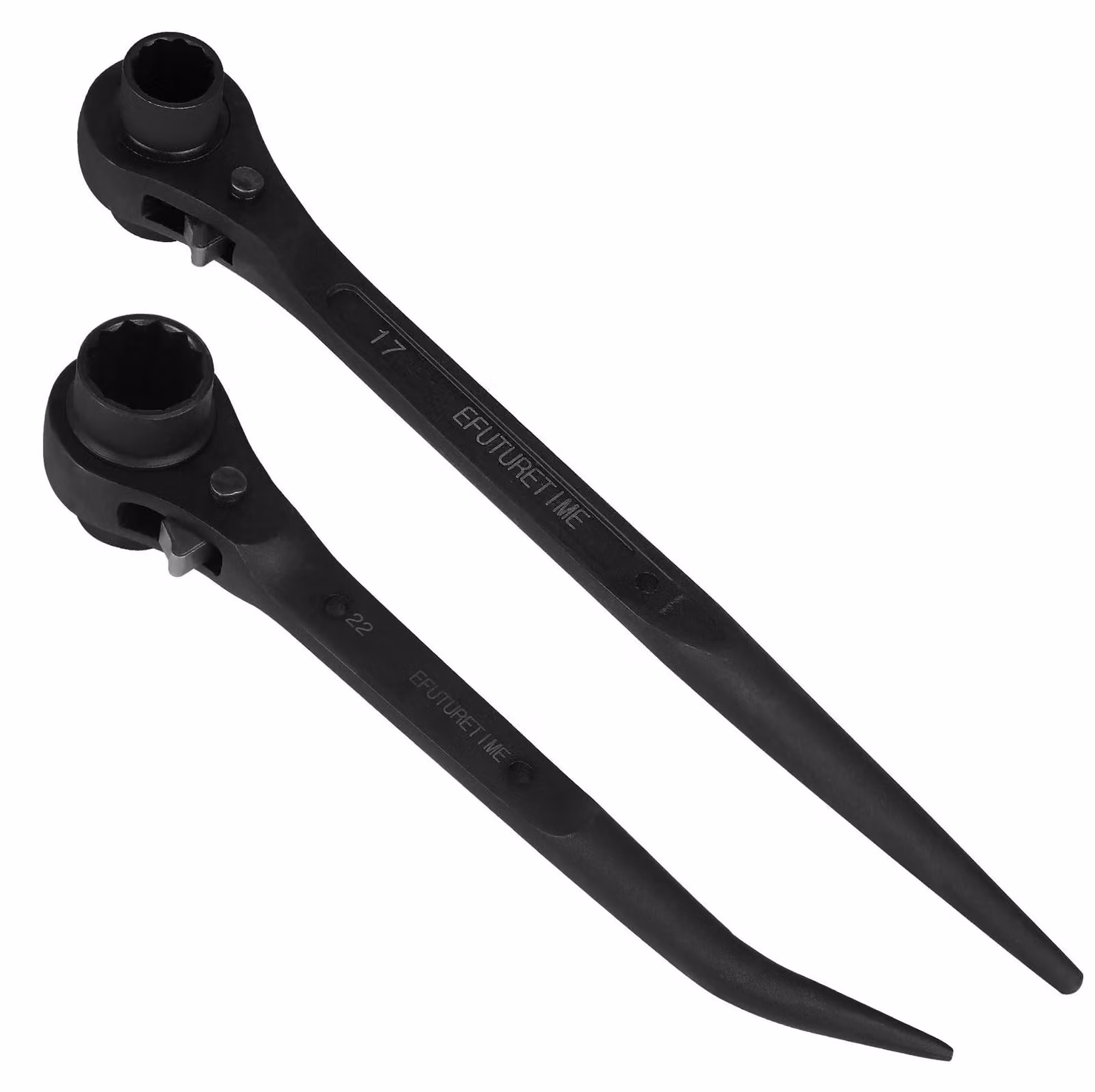 Set di chiavi a bussola - 17/19 mm / 19/22 mm - Impugnatura dritta/curva - 24 denti - Finitura fosfatazione - Lunghezza 310 mm - Chiave a scala