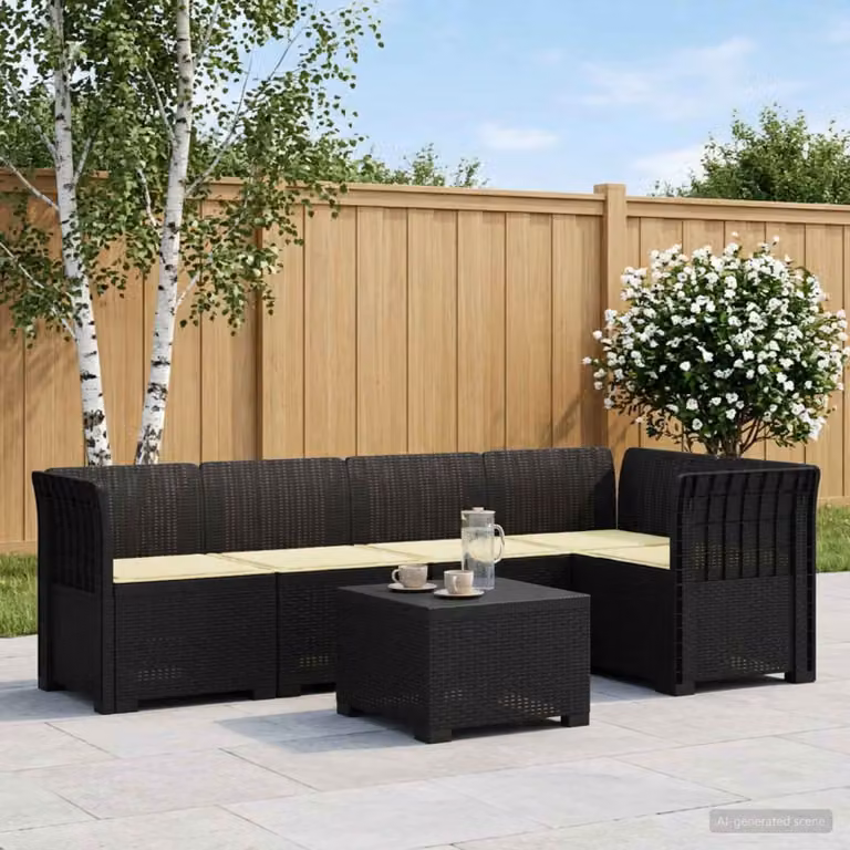 vidaXL Divano da Giardino a L con Cuscini in Polyrattan, Colore Antracite, Beige o Nero