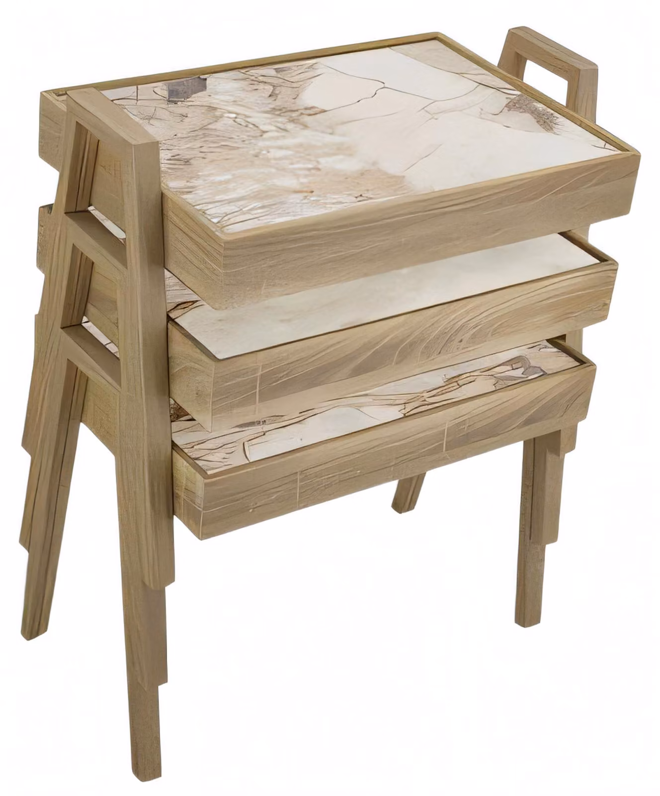 Couchtisch-Set aus Holz in Beige elegant und stilvoll