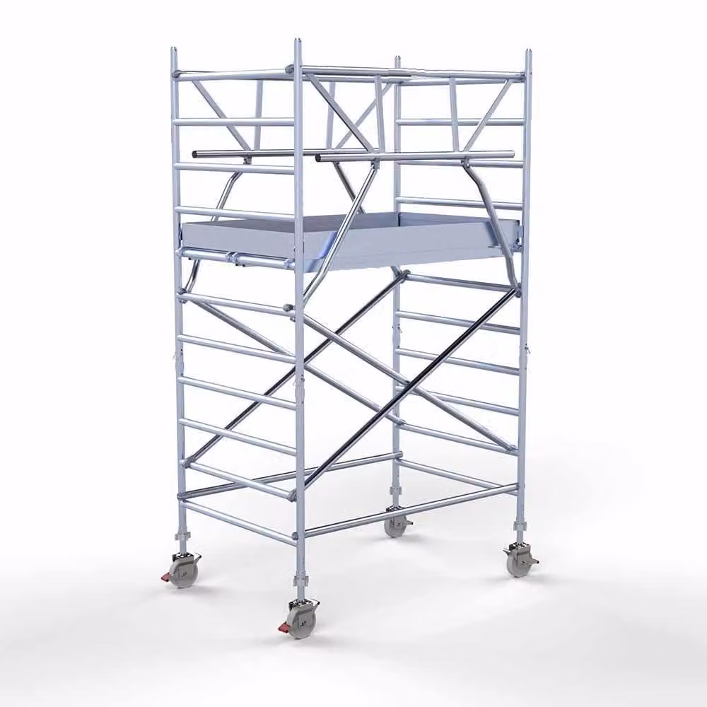 Scala a pioli completa - Larghezza 75 cm - Lunghezza 190 cm - Altezza di lavoro 4,2 metri - Doppia ringhiera anteriore - Scala - Professionale