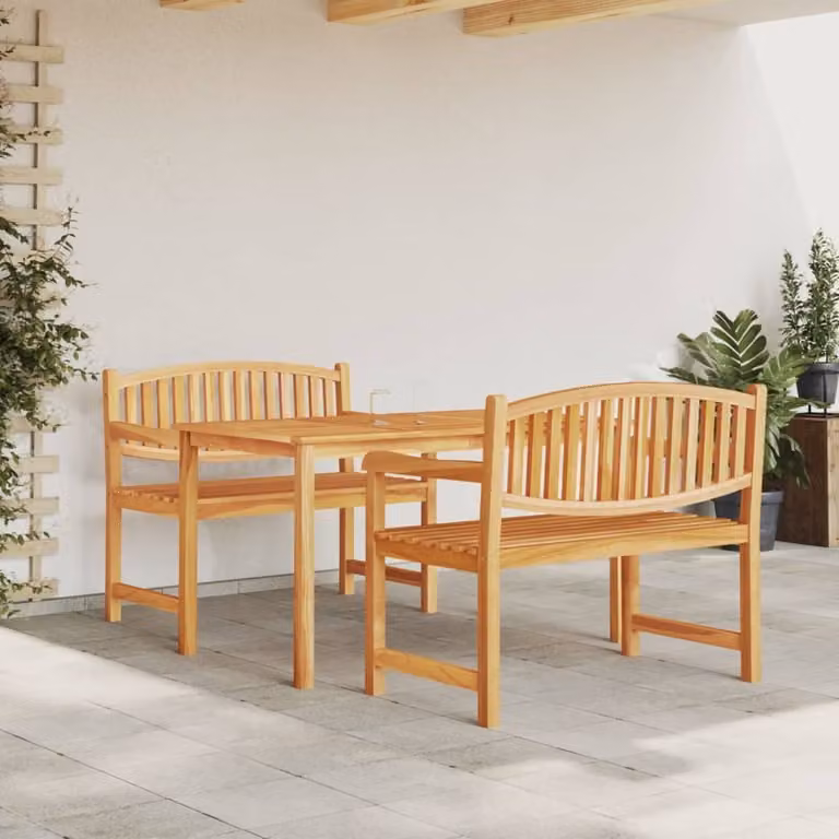 Maison Exclusive - Set da pranzo da giardino in teak massiccio, 3 pezzi