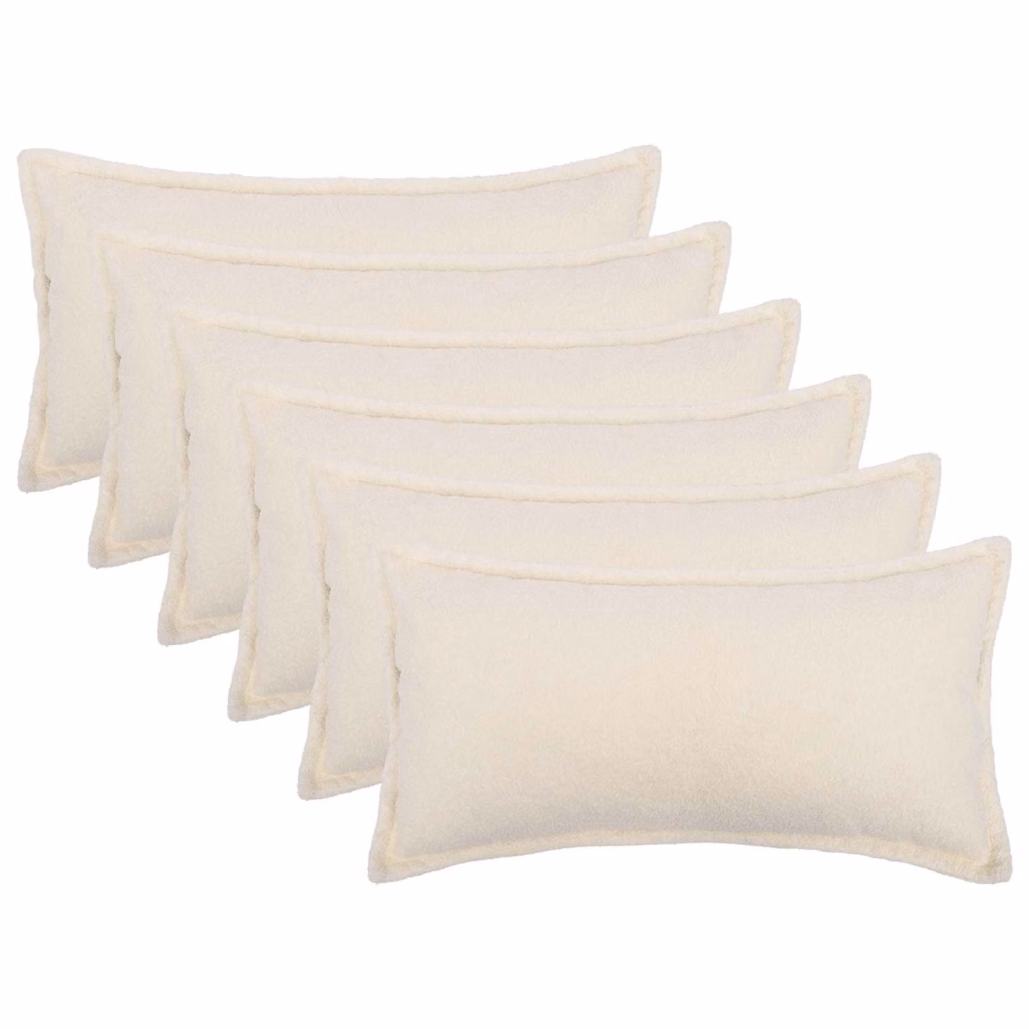 Set di 6 federe vidaXL HOUTEN in tessuto bouclé color crema, L 70 cm x P 40 cm