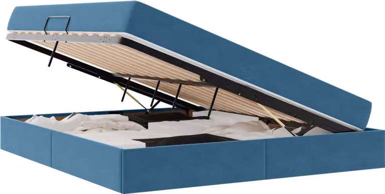Letto con contenitore e materasso Blu Scuro 160 x 200 cm
