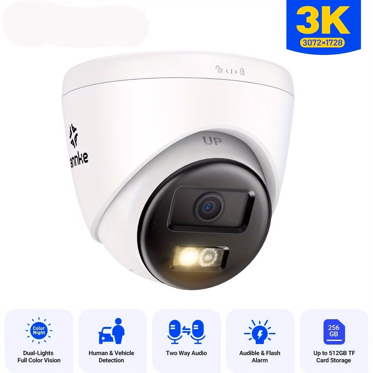 Telecamera IP - Telecamera di sorveglianza - Telecamera di sicurezza - Sistema di sicurezza per esterni - Telecamera a cupola - Risoluzione 5MP 3K