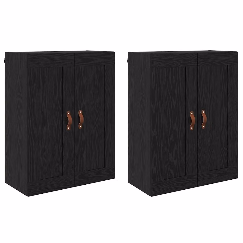 Set di 2 mobili a muro moderni vidaXL in rovere nero opaco, L/P/H: 69,5 x 34 x 90 cm – 2