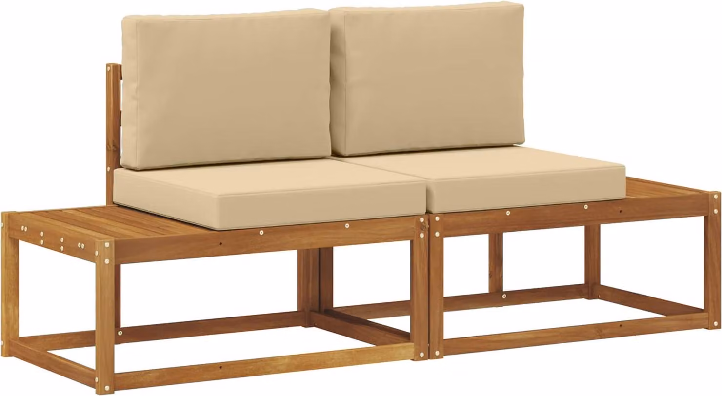 Divano da Esterno con cuscino 2 Pezzo Naturale e Beige