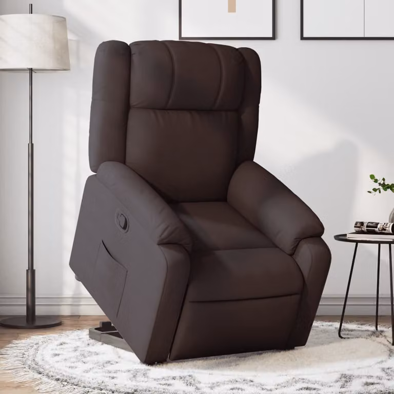 vidaXL Poltrona Alzapersona Reclinabile Marrone con Assistenza Elettrica e Braccioli