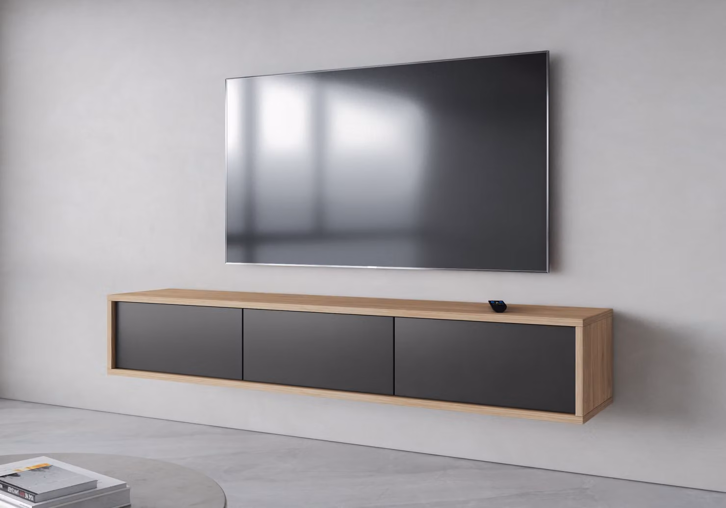 Tavolino sospeso per TV IRVING 1 - rovere oliato / antracite