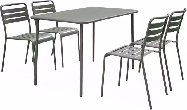 Set tavolo da giardino bistrot in metallo con 4 sedie, 120cm, verde