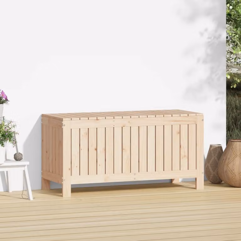 The Living Store Cassapanca da giardino 108x42,5x54 cm in legno di pino massiccio
