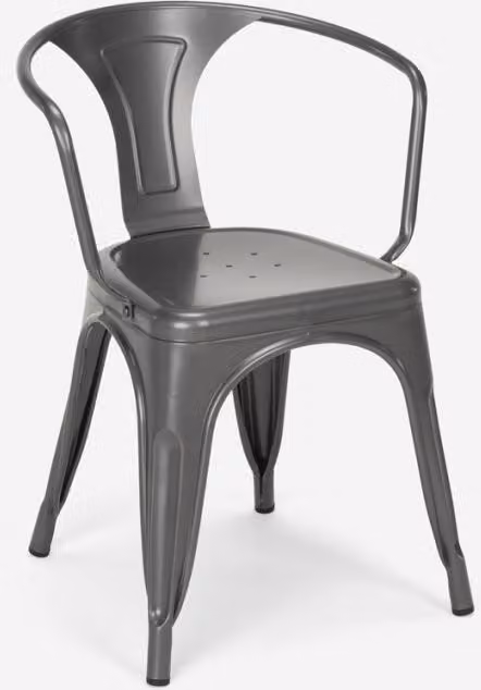 Sedia in stile industriale con braccioli in acciaio per cucina e bar Steel Arm - Grigio scuro