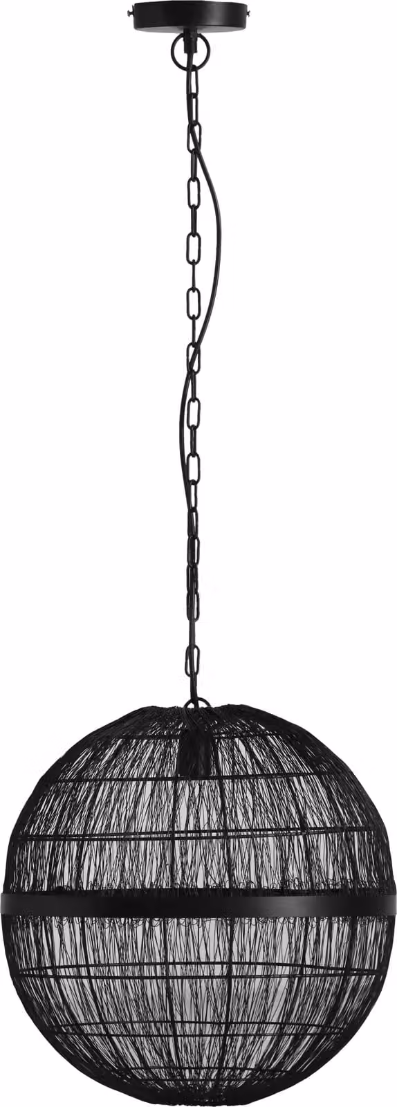Lampada a sospensione Globo, struttura in metallo nero opaco, paralume in metallo a rete nero opaco, altezza regolabile, diametro: 400 mm, altezza: 1200 mm, esclusa lampadina: 1 x E27, 40W, 230V
