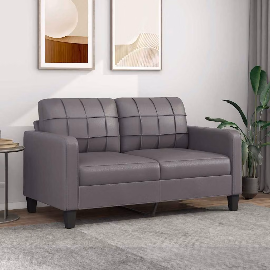 vidaXL Divano a 2 Posti Moderno in Similpelle Grigio con Struttura in Metallo