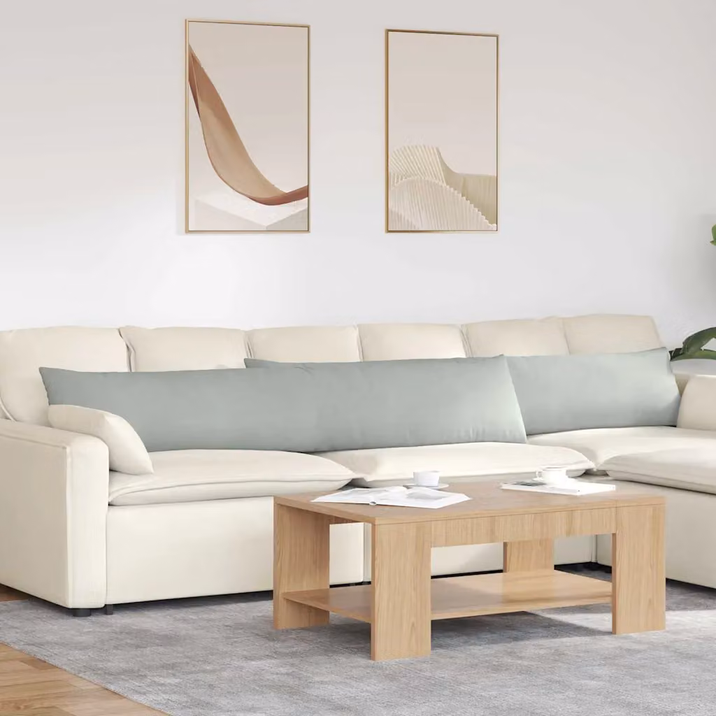 Set di 2 cuscini da divano vidaXL in velluto a coste grigio, L 200 cm x P 40 cm con rivestimento rimovibile