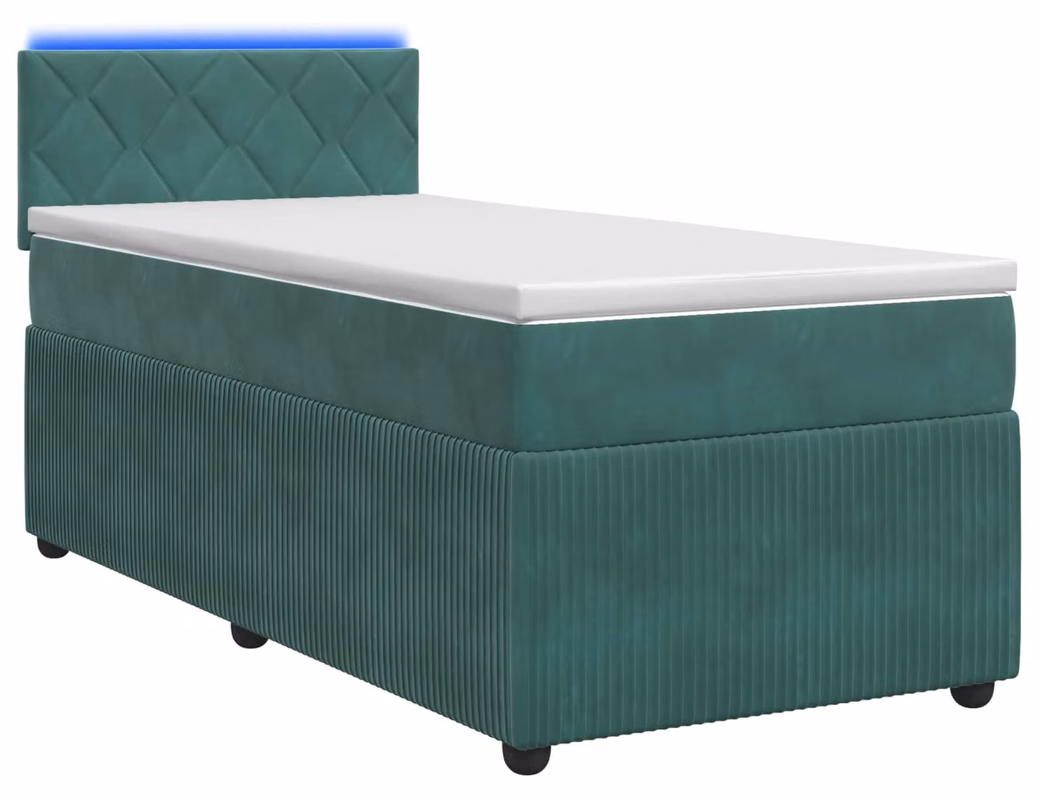 Letto a molle con materasso verde scuro 80 x 200 cm in velluto