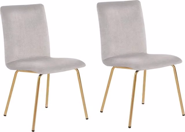 Set di 2 sedie da pranzo in velluto grigio gambe in metallo dorato senza braccioli Retro Glam
