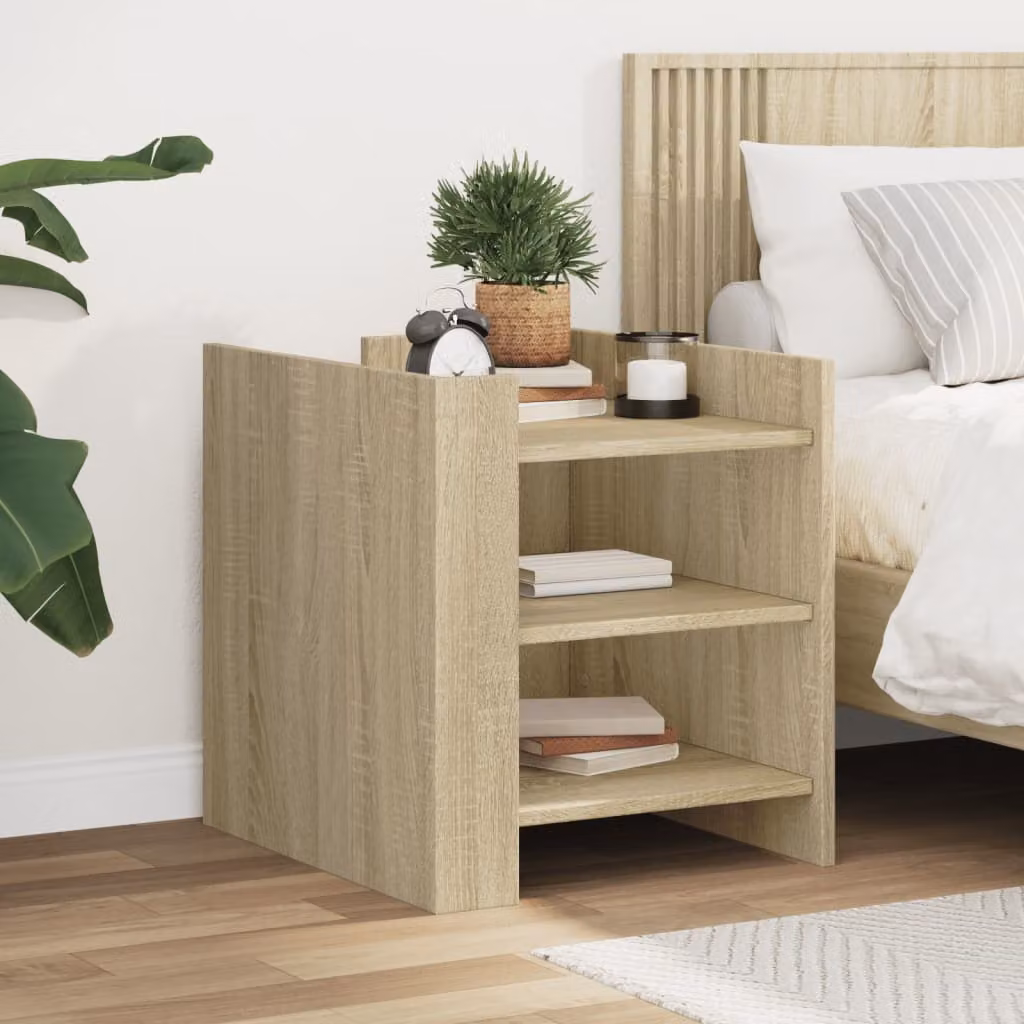 Comodino moderno vidaXL in legno multistrato e MDF, colore beige e marrone, sospeso a parete, L 45 cm x P 50 cm x H 50 cm