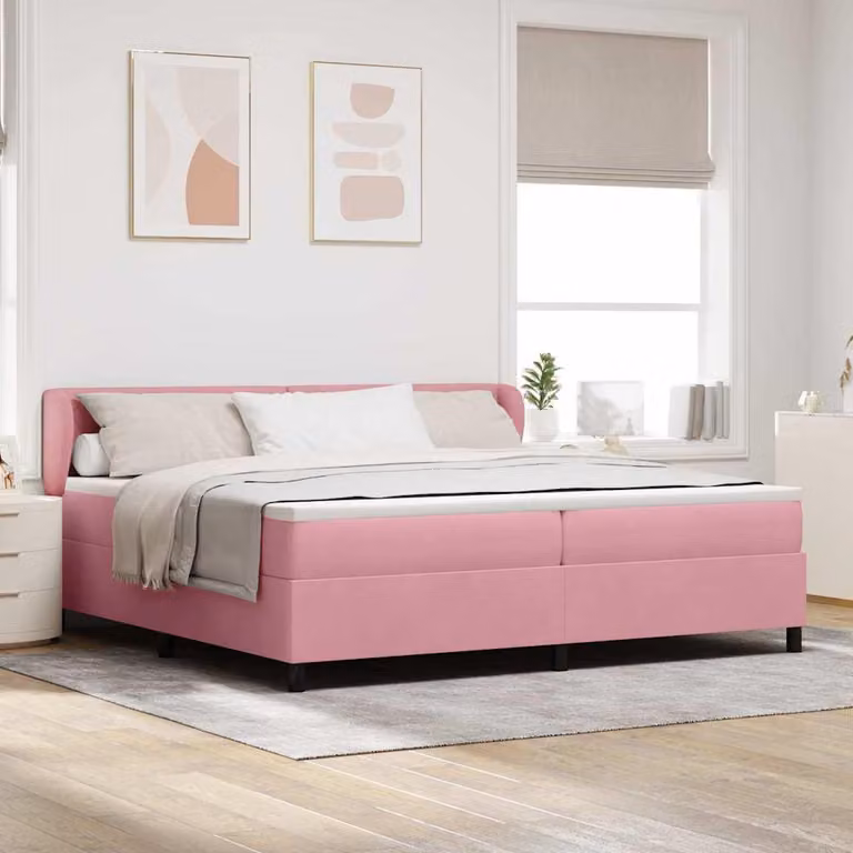 Maison Exclusive - Letto boxspring con testiera Rosa 200 x 200 cm in velluto