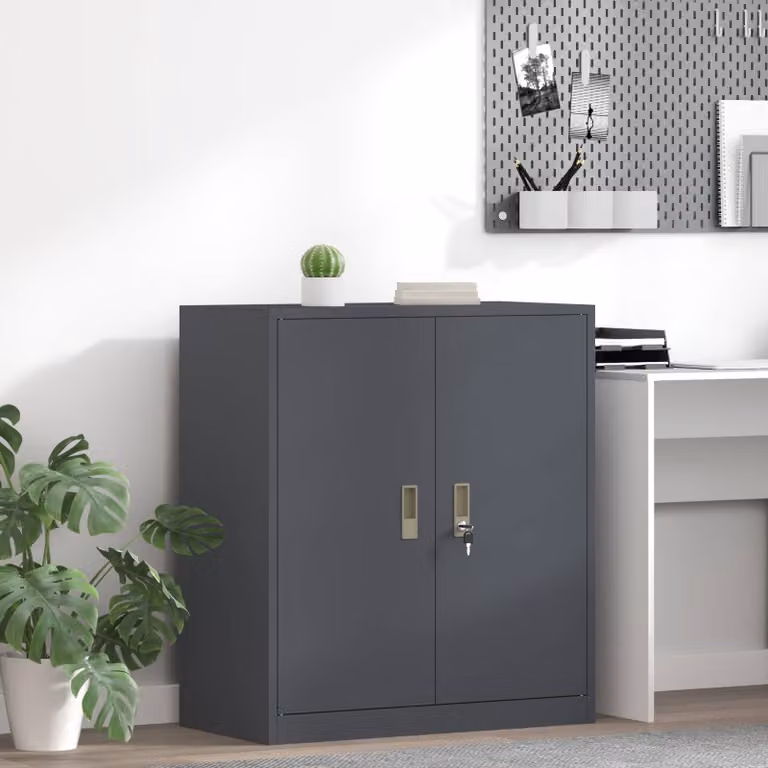 Armadio in metallo vidaXL stile industriale con ante a battente e serratura, colore antracite, L: 80 cm, P: 40 cm, H: 90 cm