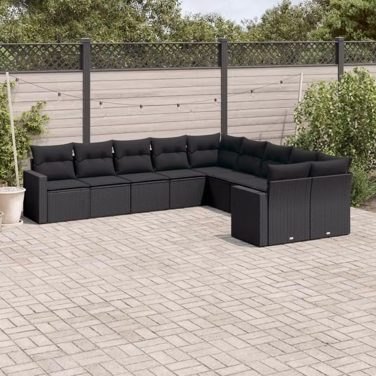Maison Exclusive - Set Divani da Giardino 10pz con Cuscini in Polyrattan Nero