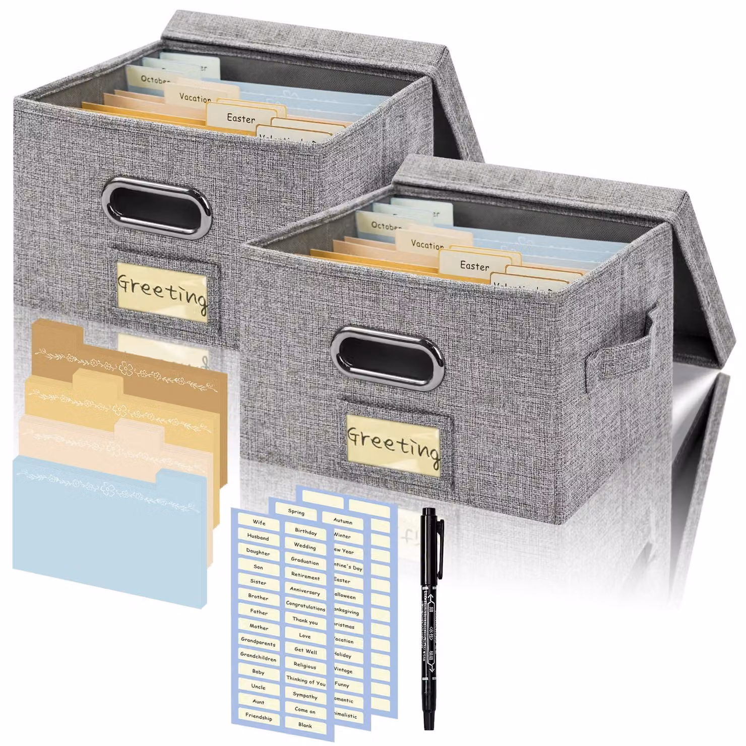 Organizzatore per carte e scatola di stoccaggio con 20 divisori regolabili