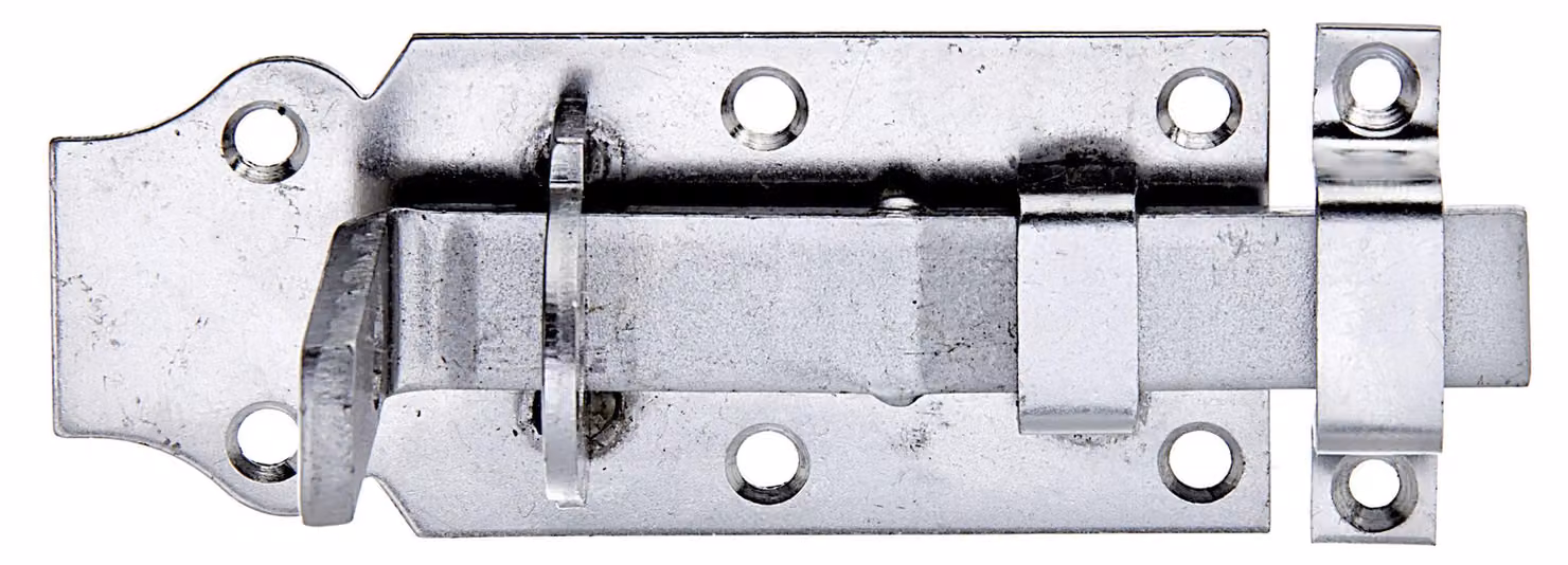 Alberts 116934 Serratura a vite, diritta, con impugnatura piatta e anello fisso, acciaio inox, piastra 100 x 45 mm